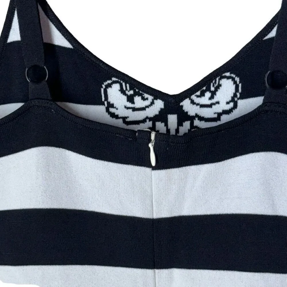 Jealous Tomato Intarsia Tank Romper in Cream & Black S FLAWS